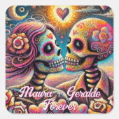 Sugar Skulls in Love Chalk Pastel Personalized スクエアシール (正面)