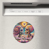 Sugar Skulls in Love Chalk Pastel Personalized マグネット (インサイチュ (食洗機))