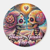 Sugar Skulls in Love Chalk Pastel Personalized マグネット (正面)