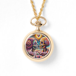 Sugar Skulls in Love Chalk Pastel Personalized 腕時計