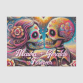 Sugar Skulls in Love Personalized Decoupage 薄葉紙 (正面)