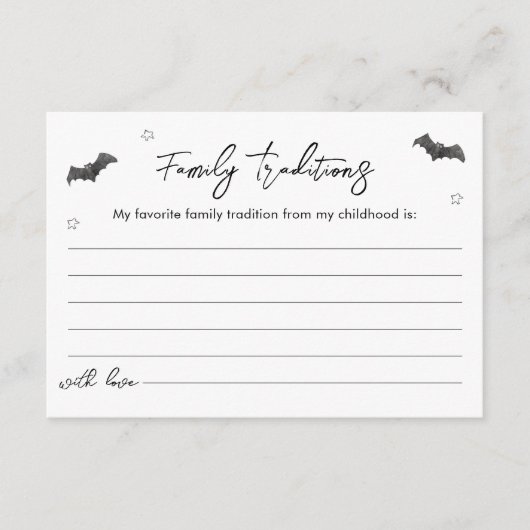 SUGARBOOハロウィーン家族の伝統ベビーシャワー エンクロージャーカード (正面)