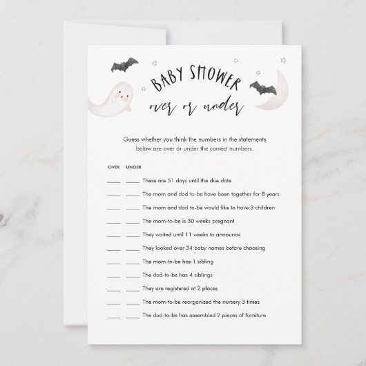 SUGARBOO赤ちゃんシャワーゲームの上または下でハロウィーン 招待状 (正面)