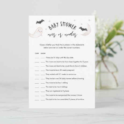 SUGARBOO赤ちゃんシャワーゲームの上または下でハロウィーン 招待状 (スタンド正面)