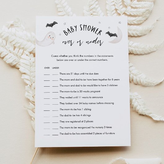 SUGARBOO赤ちゃんシャワーゲームの上または下でハロウィーン 招待状