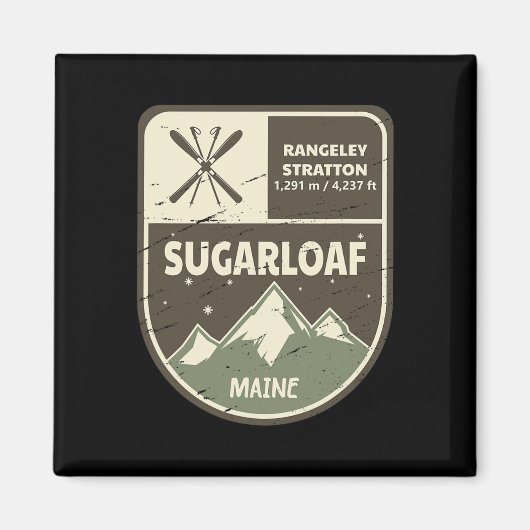Sugarloaf Maine Skiing Vintage マグネット (正面)