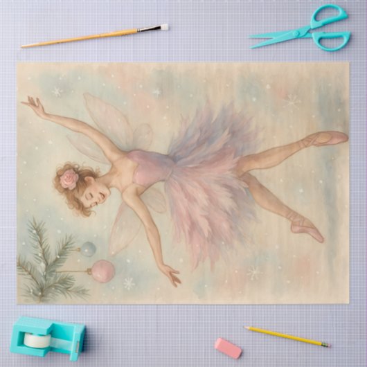 Sugarplum Fairy Pastel Christmas Ballet Decoupage  薄葉紙 (クラフト)
