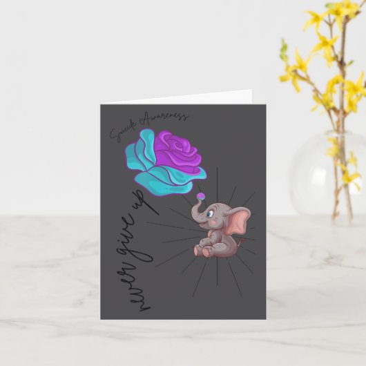Suicide Awareness Flower Elephant Ribbon Graphic  カード (黄色い花)
