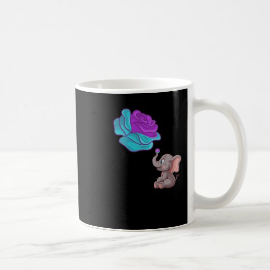 Suicide Awareness Flower Elephant Ribbon Graphic  コーヒーマグカップ (右)