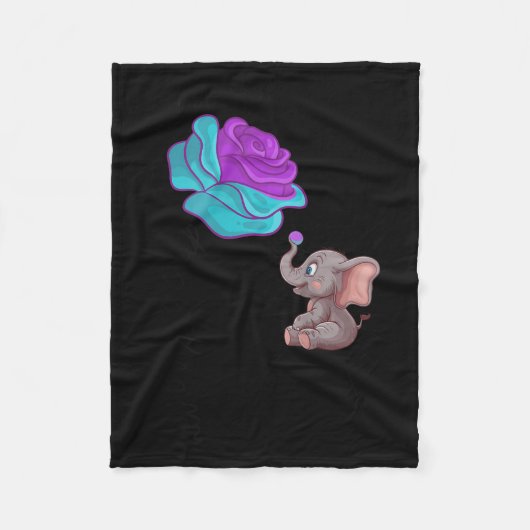 Suicide Awareness Flower Elephant Ribbon Graphic  フリースブランケット (正面)