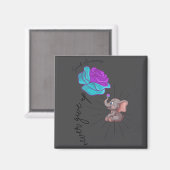 Suicide Awareness Flower Elephant Ribbon Graphic マグネット (正面/裏面)