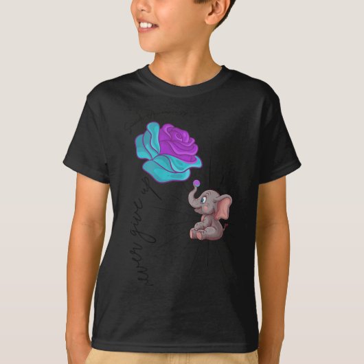 Suicide Awareness Flower Elephant Ribbon Graphic  Tシャツ (正面)