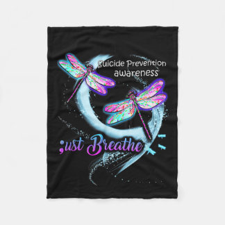 Suicide Awareness Shirt Just Breathe Suicide Preve フリースブランケット