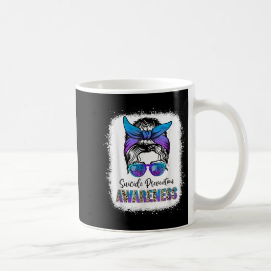 Suicide Awareness Shirt Messy Bun Hair Suicide Pre コーヒーマグカップ (右)