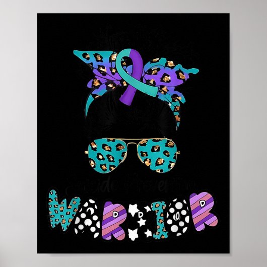 Suicide Awareness Shirt Messy Bun Hair Suicide Pre ポスター (正面)