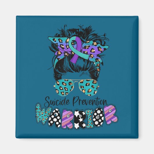 Suicide Awareness Shirt Messy Bun Hair Suicide Pre マグネット (正面)