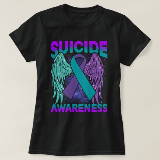 Suicide Awareness Shirt Wings and Ribbon Suicide P Tシャツ (デザイン正面)