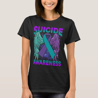 Suicide Awareness Shirt Wings and Ribbon Suicide P Tシャツ