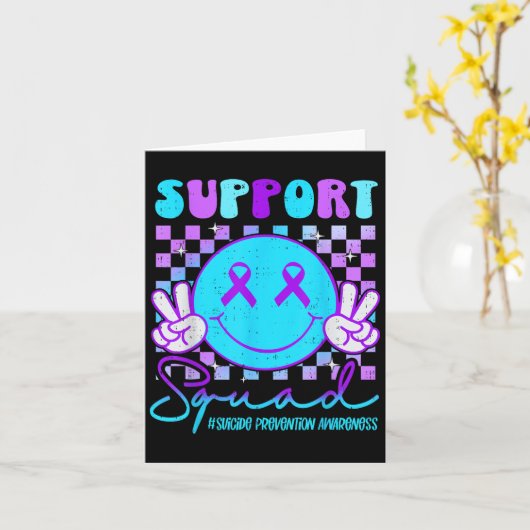 Suicide Awareness Teal &amp; Purple Ribbon Suprt G カード (黄色い花)