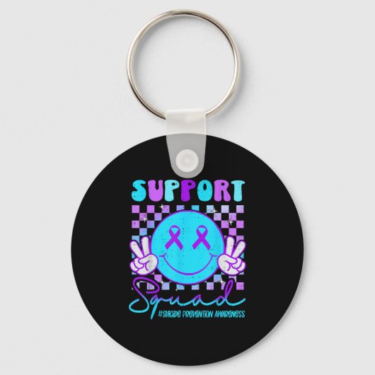 Suicide Awareness Teal &amp; Purple Ribbon Suprt G キーホルダー (正面)