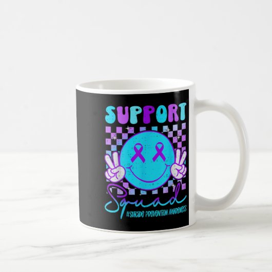 Suicide Awareness Teal &amp; Purple Ribbon Suprt G コーヒーマグカップ (右)