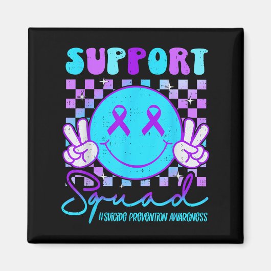 Suicide Awareness Teal &amp; Purple Ribbon Suprt G マグネット (正面)