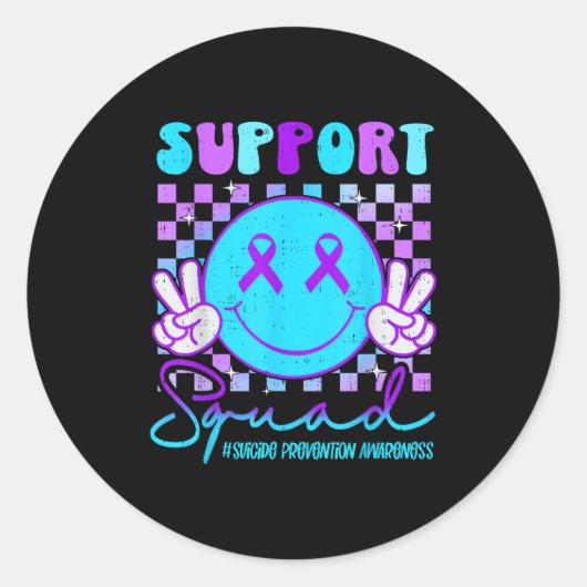Suicide Awareness Teal &amp; Purple Ribbon Suprt G ラウンドシール (正面)