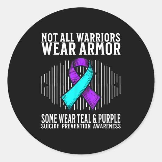 Suicide Awareness Warrior Suicide Prevention Aware ラウンドシール (正面)