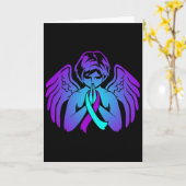 Suicide Awareness Wings Angel Ribbon Happy Support カード (黄色い花)