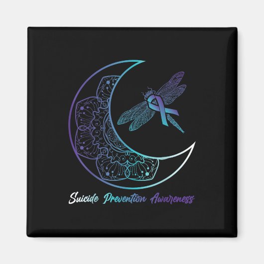 Suicide Depression Moon Dragonfly Prevention Aware マグネット (正面)