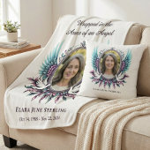 Suicide Loss Memorial Angel Wing Custom Photo Poem クッション