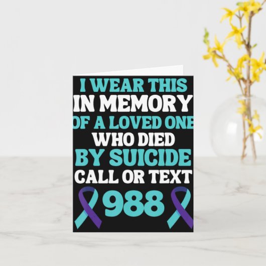 Suicide Prevention 988 Hotline In Memory Of Loved  カード (黄色い花)