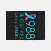 Suicide Prevention 988 - Suicide Awareness - Black フリースブランケット (正面(横))