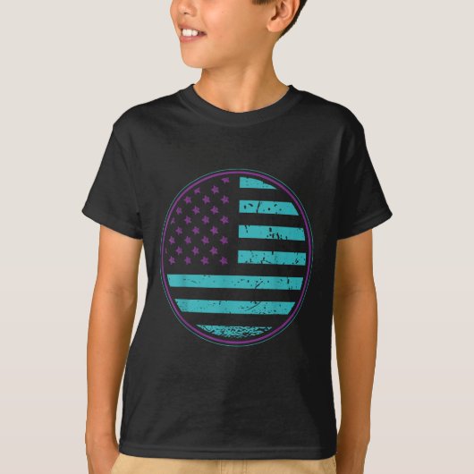 Suicide Prevention American Flag Wear Teal Purple  Tシャツ (正面)