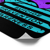 Suicide Prevention Awareness American Flag Semicol ポスター (角)