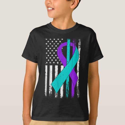 Suicide Prevention Awareness American Flag  Tシャツ (正面)