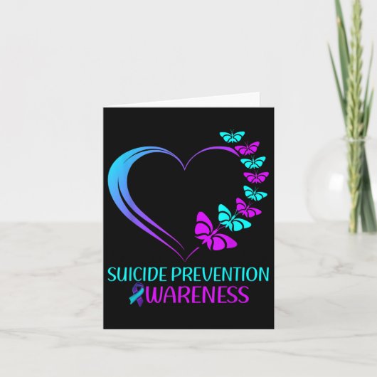 Suicide Prevention Awareness Butterfly Heart Ribbo カード (正面)