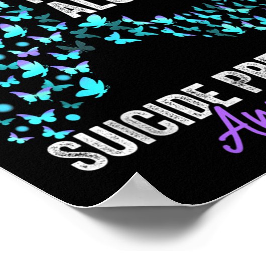 Suicide Prevention Awareness Month Butterflies Tea ポスター (角)