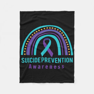 Suicide Prevention Awareness Rainbow &amp; Teal &a フリースブランケット
