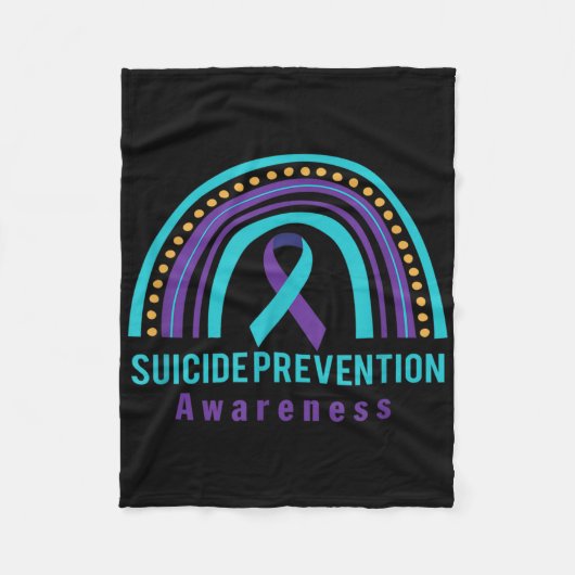 Suicide Prevention Awareness Rainbow &amp; Teal &a フリースブランケット (正面)