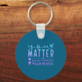 Suicide Prevention Awareness Semicolon Teal &amp;  キーホルダー (正面)