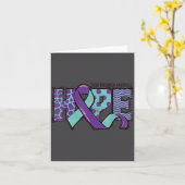 Suicide Prevention Awareness Teal &amp; Purple Rib カード (黄色い花)