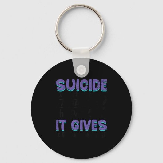 Suicide Prevention Awareness Teal &amp; Purple Rib キーホルダー (正面)