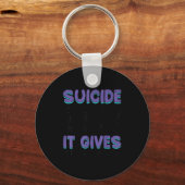 Suicide Prevention Awareness Teal &amp; Purple Rib キーホルダー (正面)