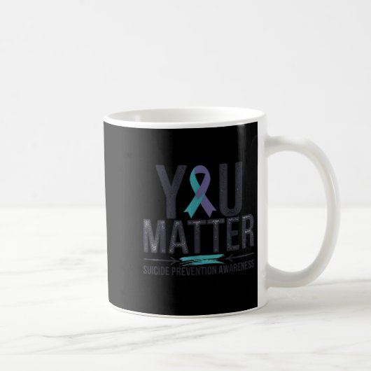 Suicide Prevention Awareness Teal &amp; Purple Rib コーヒーマグカップ (右)