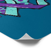 Suicide Prevention Awareness Teal &amp; Purple Rib ポスター (角)