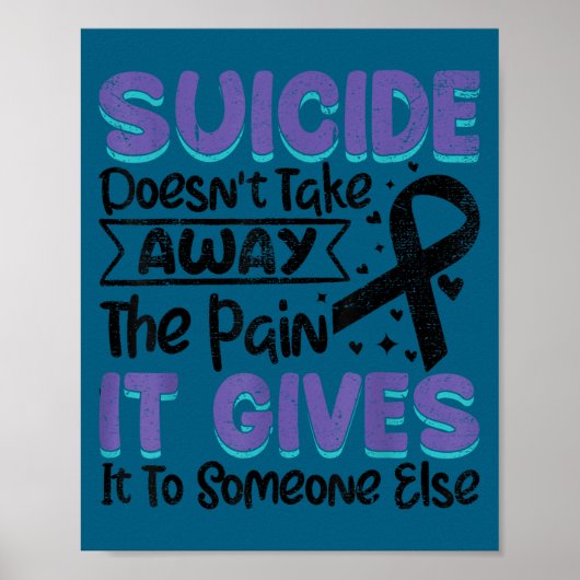 Suicide Prevention Awareness Teal &amp; Purple Rib ポスター (正面)