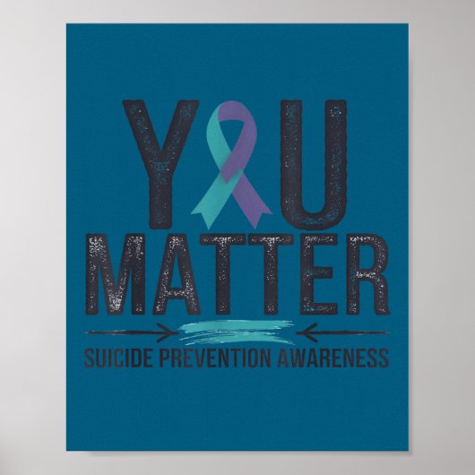 Suicide Prevention Awareness Teal & Purple Rib ポスター (正面)