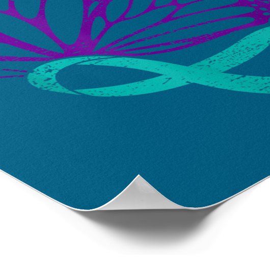 Suicide Prevention Awareness Teal &amp; Purple Rib ポスター (角)