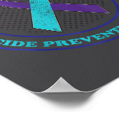 Suicide Prevention Awareness Teal & Purple Rib ポスター (角)
